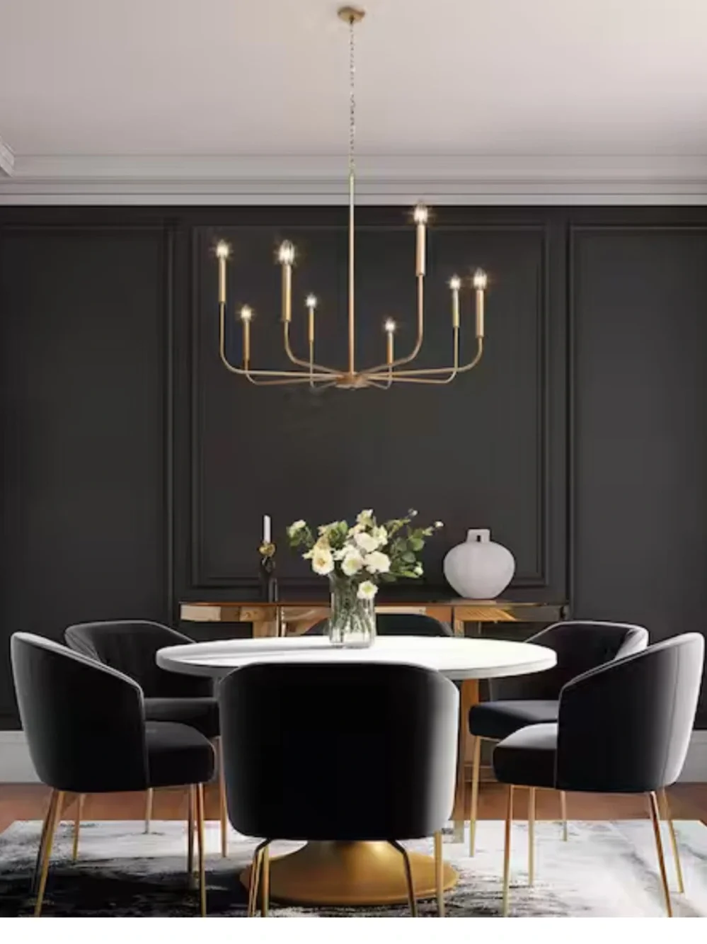 Modern 31.5 in. 8-Light Gold Candlestick Chandelier Living Room, Dining Room